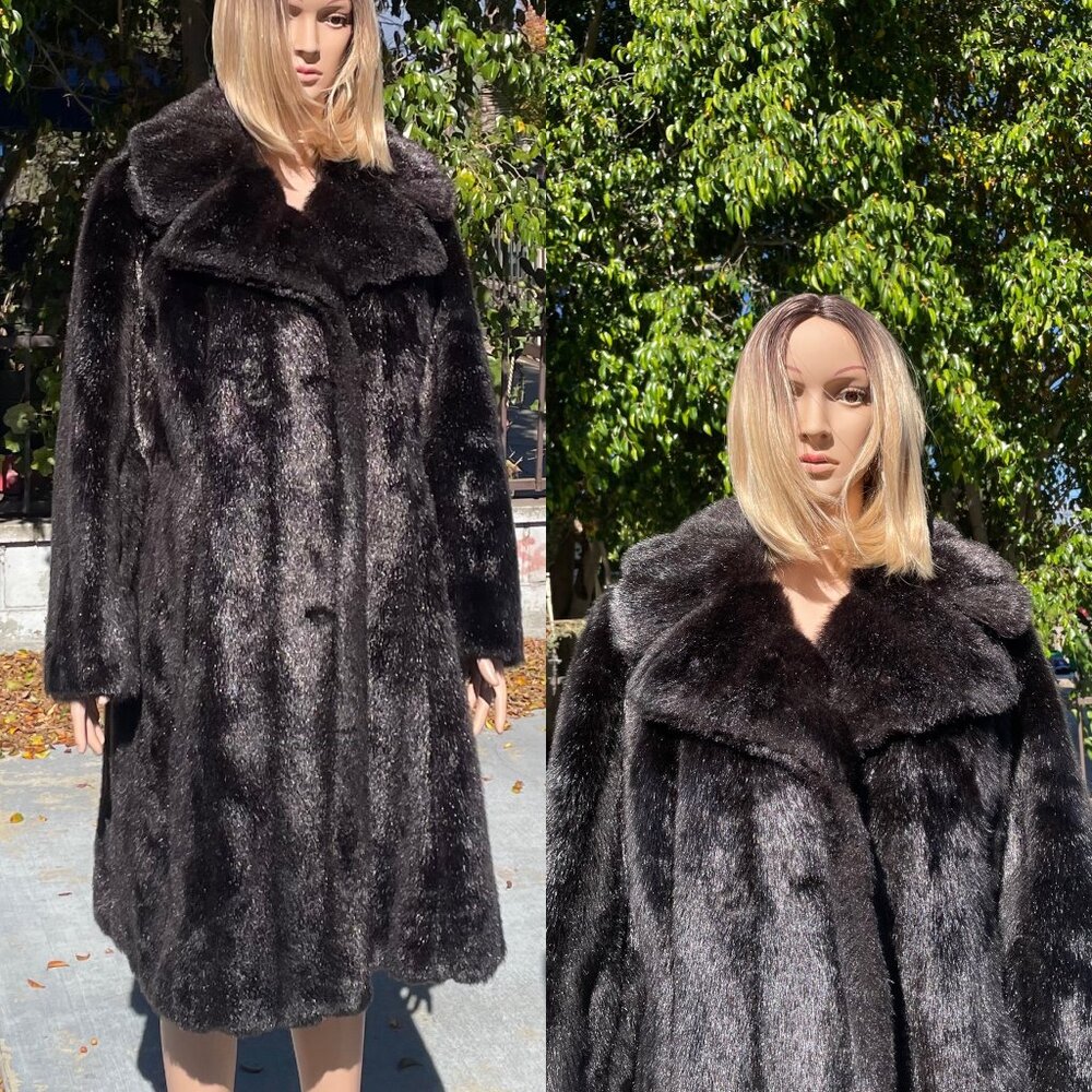 Betty Rose Women's Vintage Brown Fur Coat 1950s Glamorous